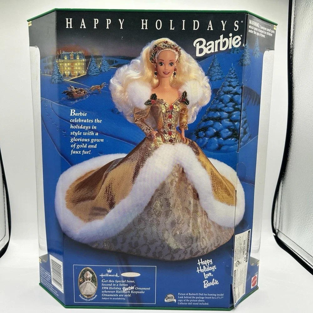 1994 Happy Holidays Special Edition Barbie NIB! Green Eyes But Brown On Box12155